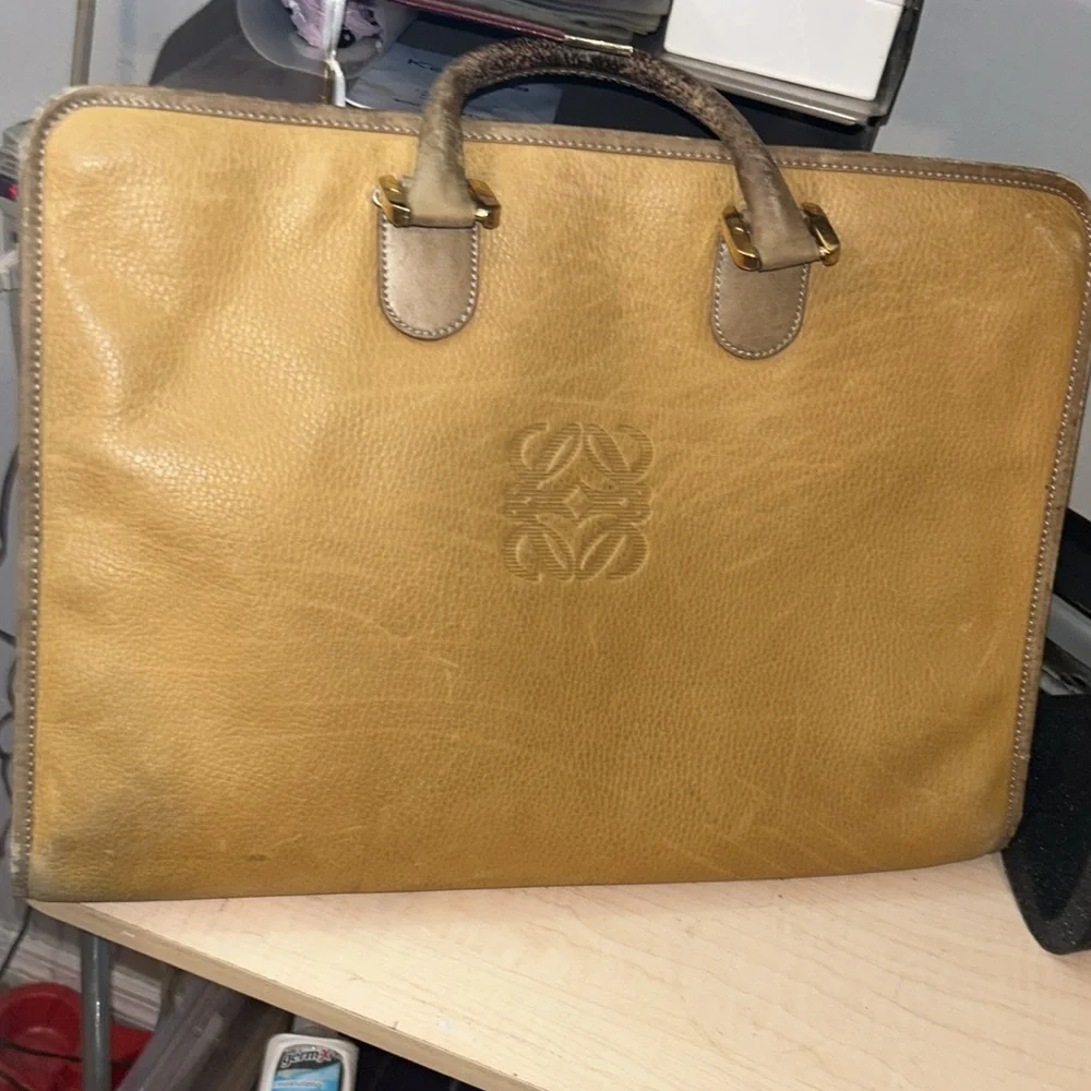 Authentic LOEWE Briefcase Shoulder Clutch Bag Needs repair handles etc photo‎